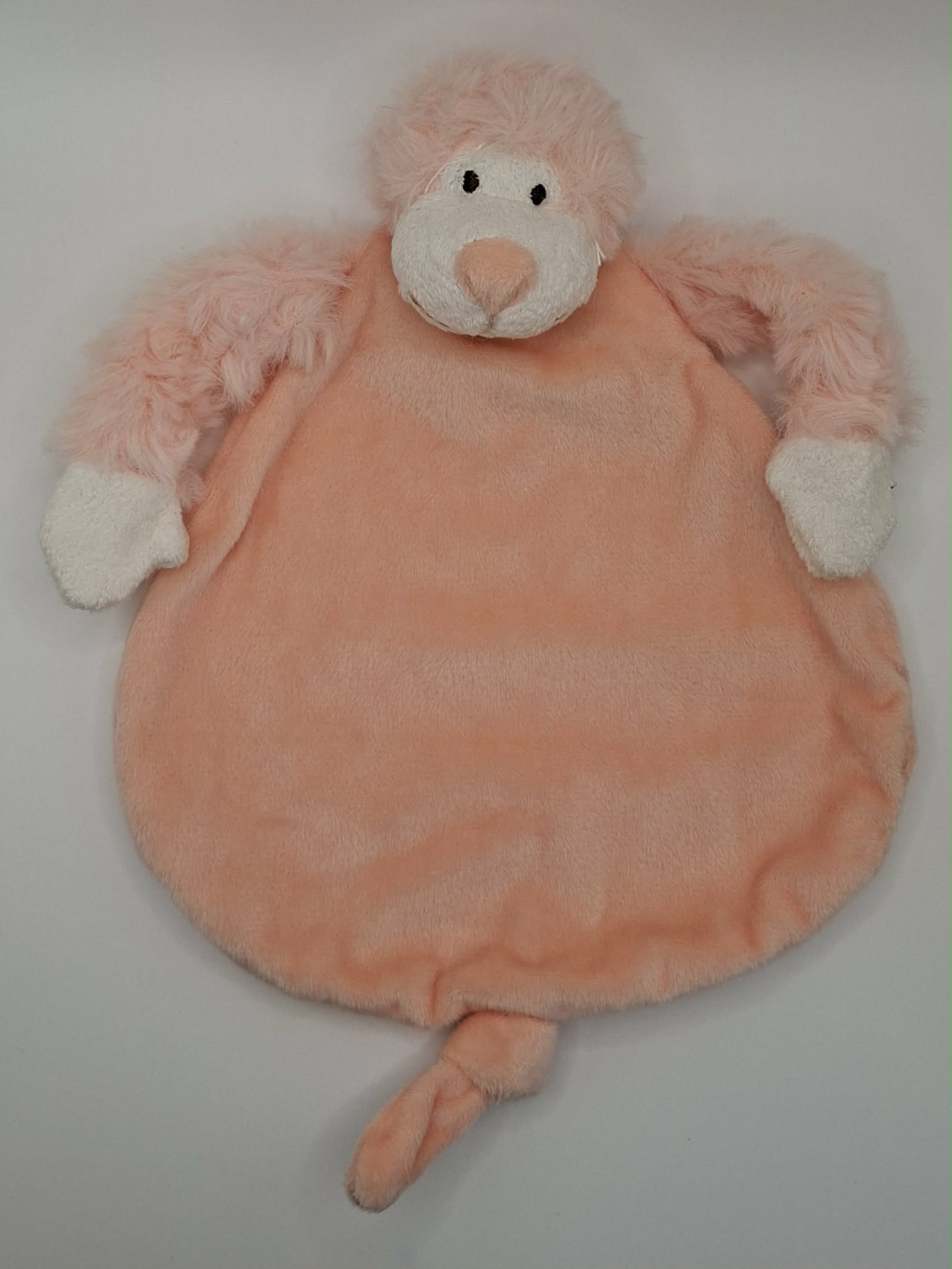 Peach slingeraapje knuffeldoekje