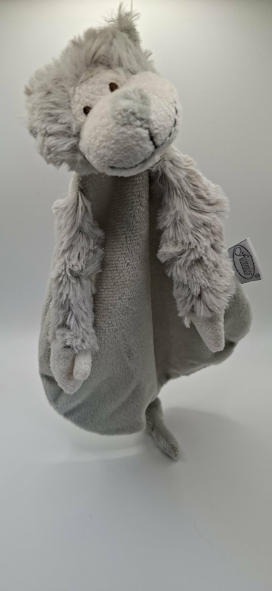 Grijs slingeraapje knuffeldoekje