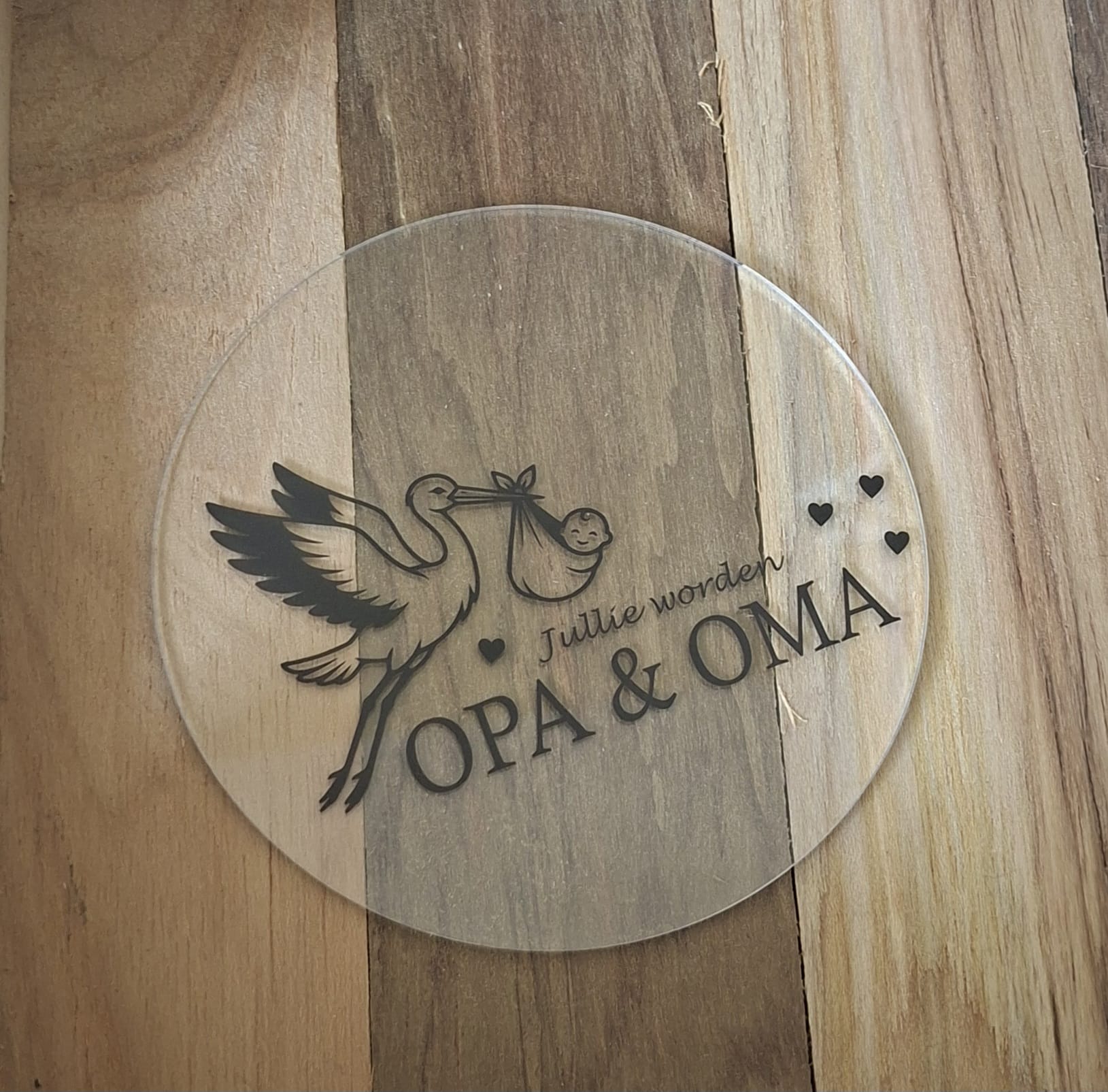 Jullie worden Opa & Oma - rond plexiglas